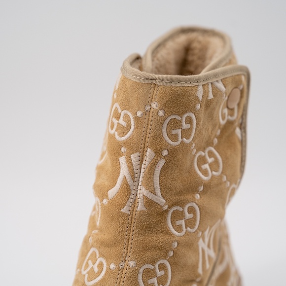 size 13G - Gucci Yankees Ankle Boots Beige GG NY MLB - Picture 8 of 14